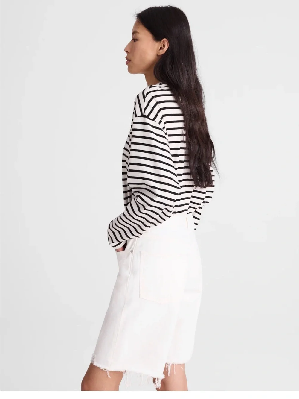 Madewell The Curvy Essex Long Baggy Short in Tile White Rigid Sz.28 $88 NEW